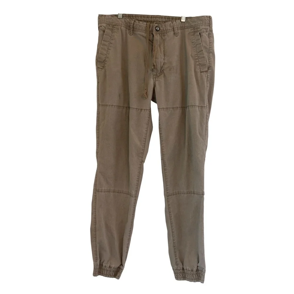 Polo Ralph Lauren Khaki Straight Fit Jogger Pants Drawstring Tan Fits 34/31 READ